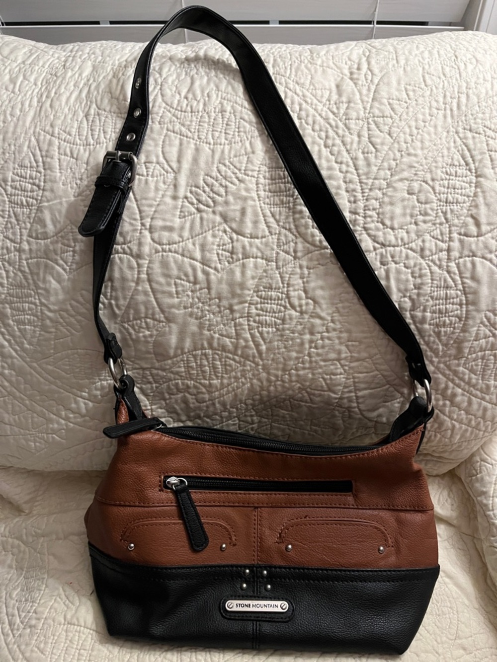 Stone Mountain Brown and Black Shoulder Handbag